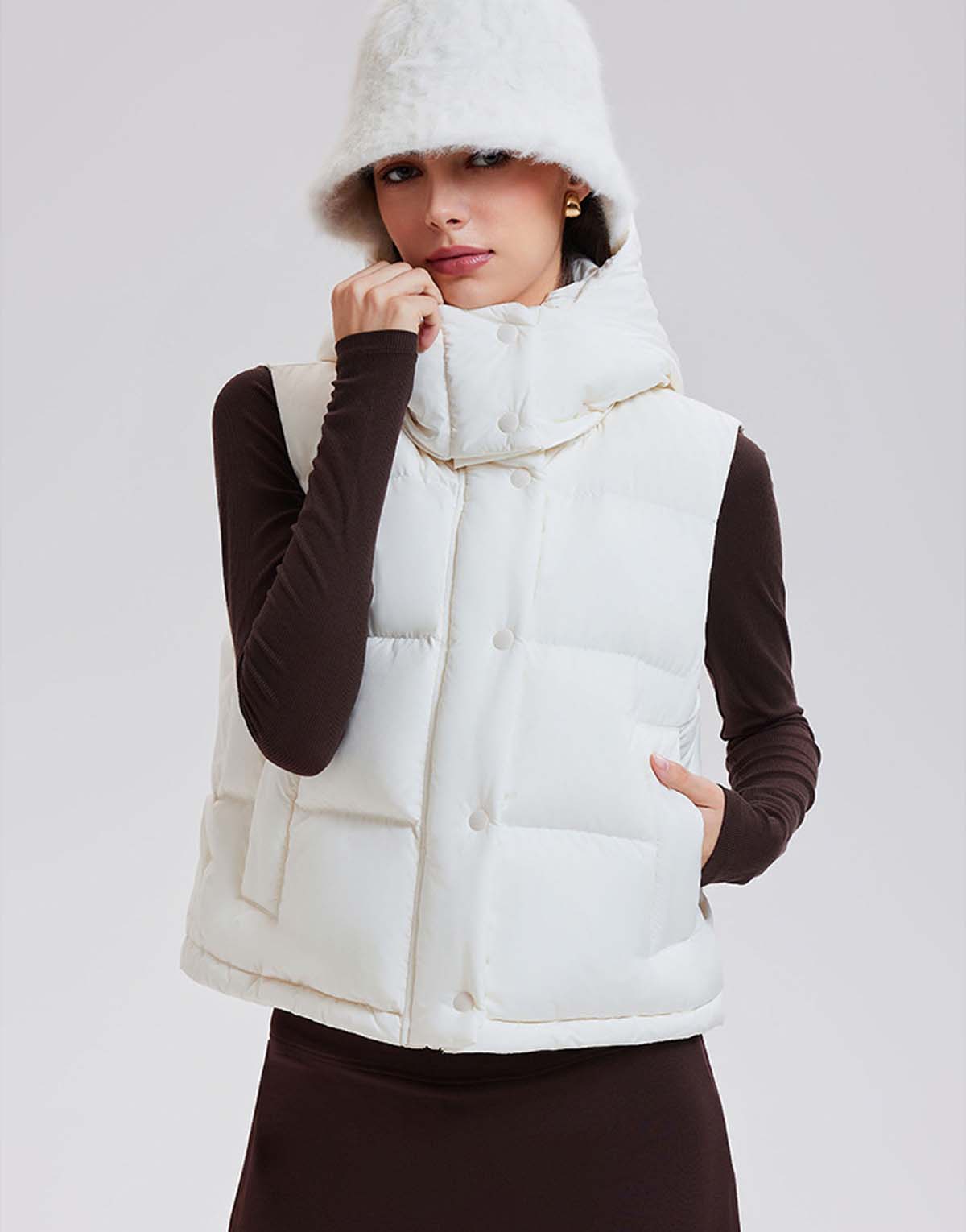 Short 90PCT White Duck Down Vest-08-1
